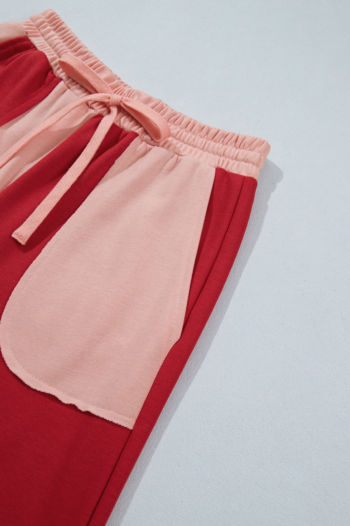 Raw Seam Colorblock Wide Leg Ankle Length Pants