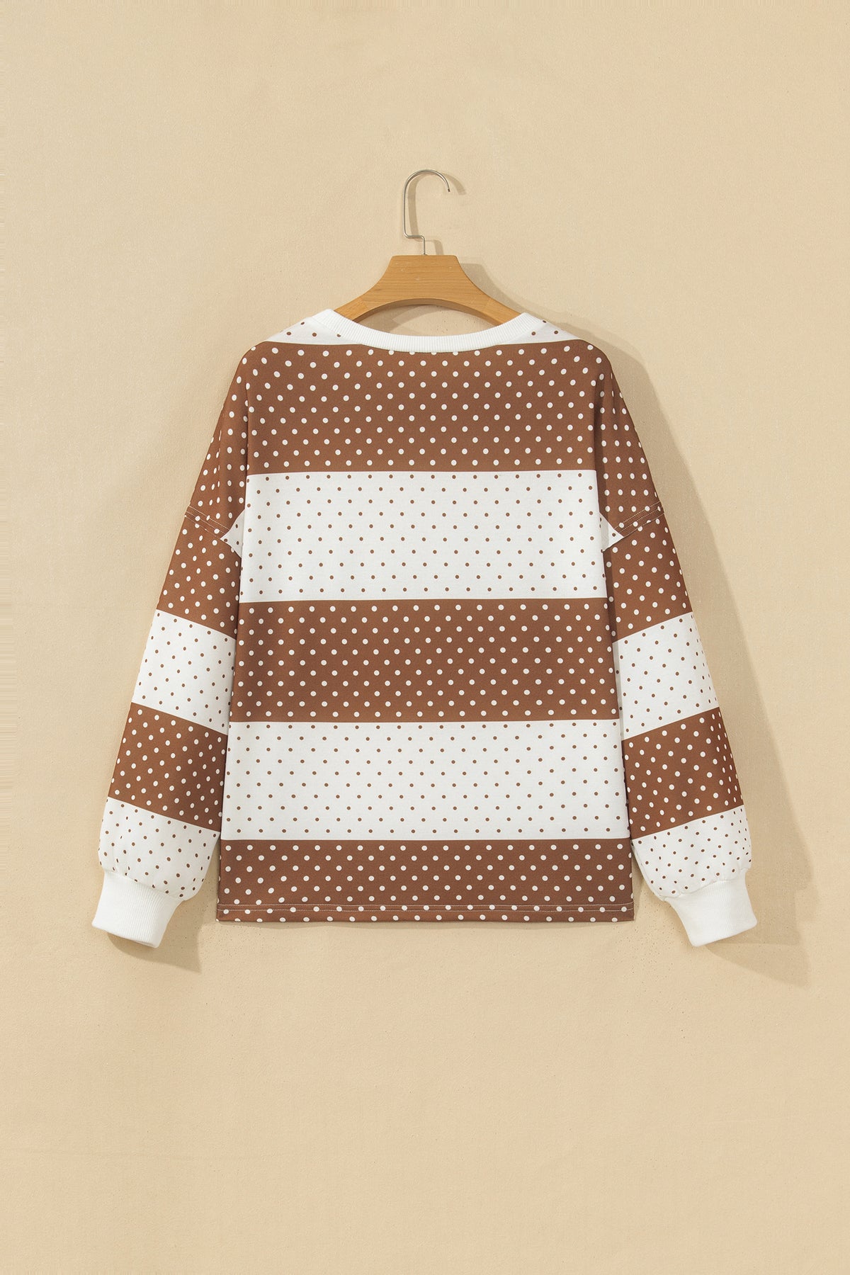 Polka Dot Patchwork Colorblock Long Sleeve Top