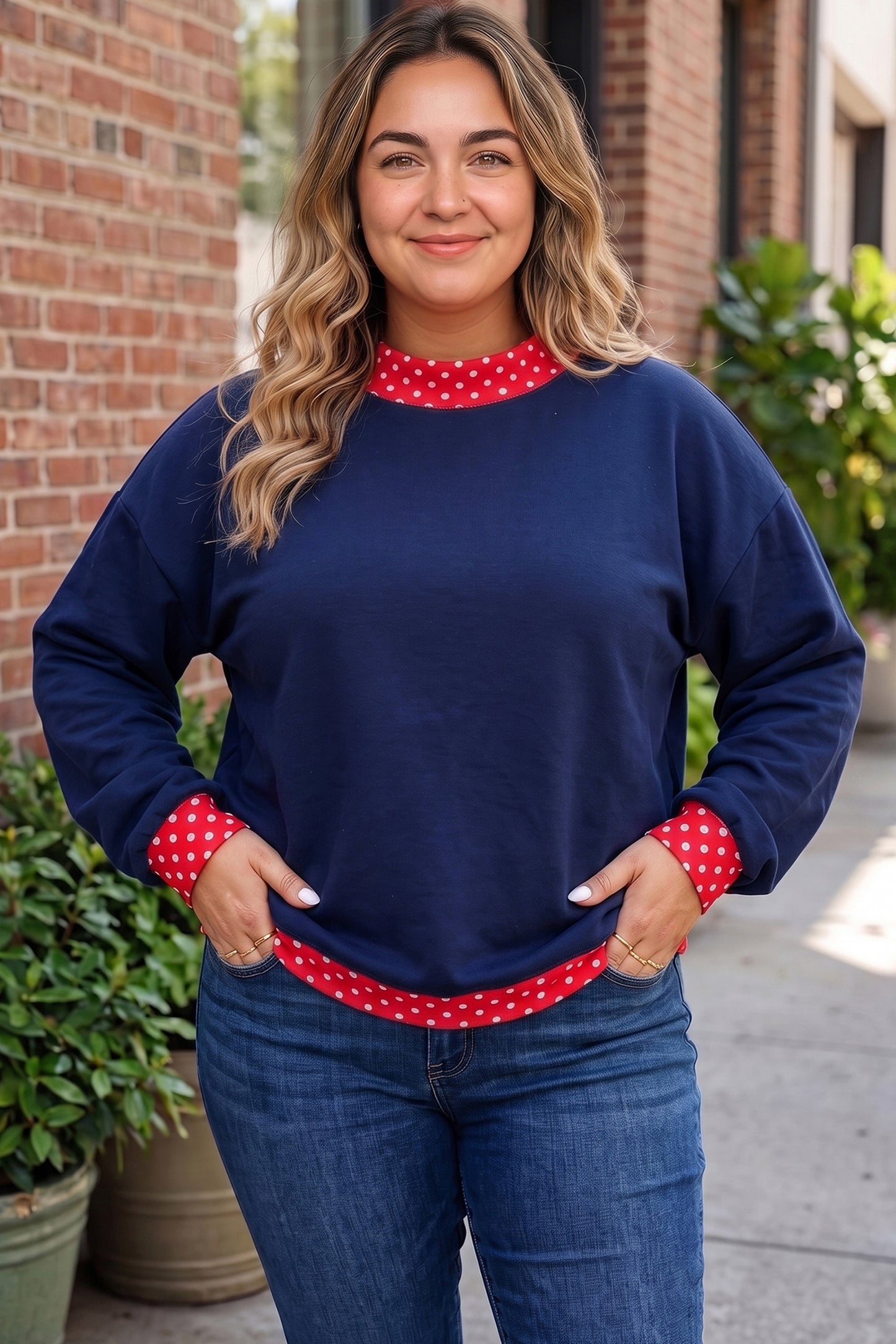 Polka Dot Accents Sweatshirt