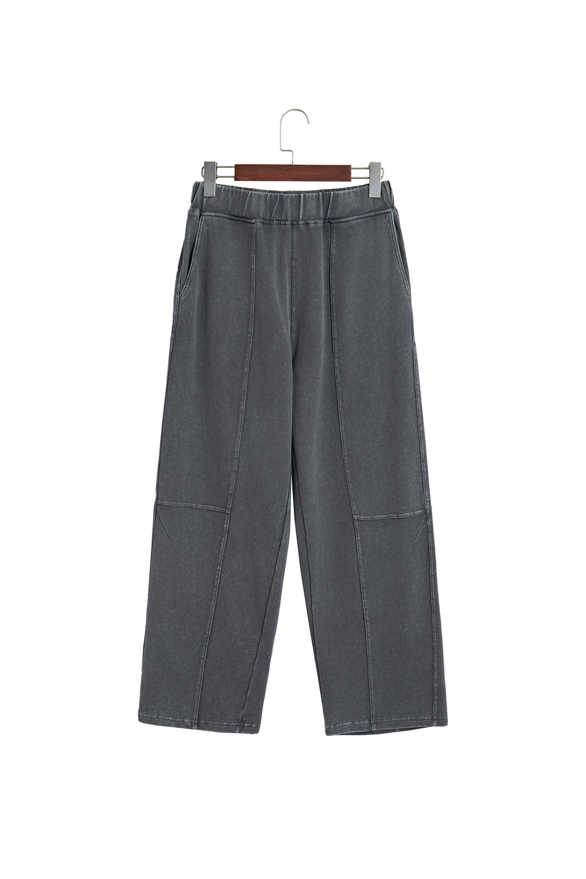 Mineral Wash Seam Detail Elastic Waist Barrel Pants