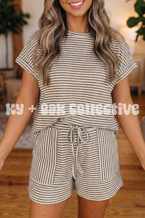 Stripe Texture Lounge Set - Multiple Colors