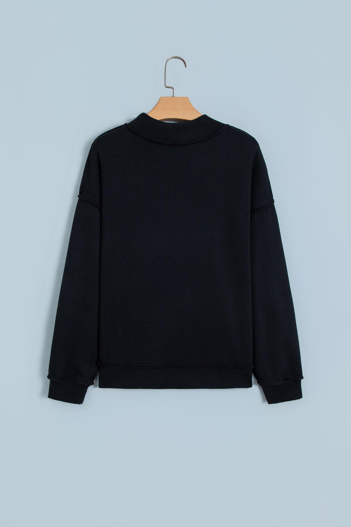 Oversized Drop Shoulder Reversible Mock Neck Sweatshirt