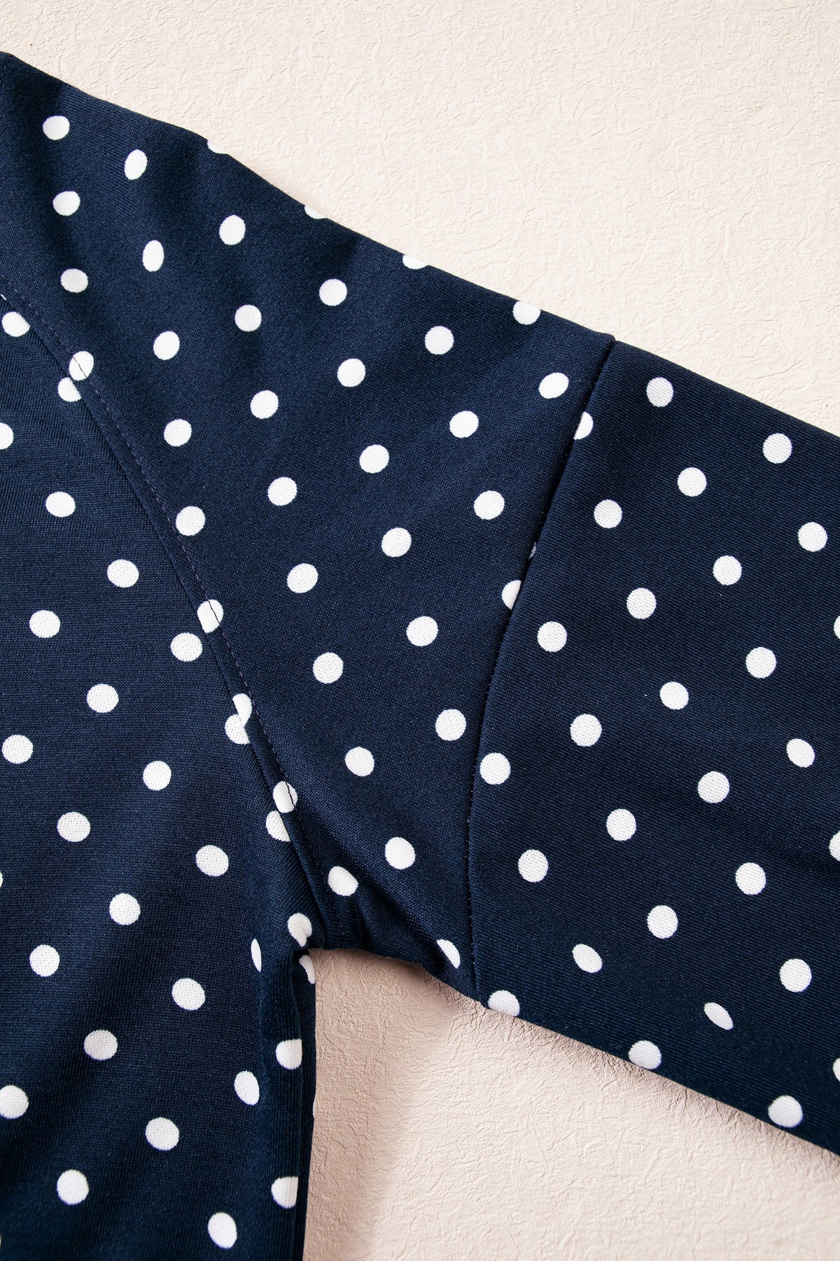 Polka Dot Drawstring Wide Leg Long Sleeve Top Pant Set