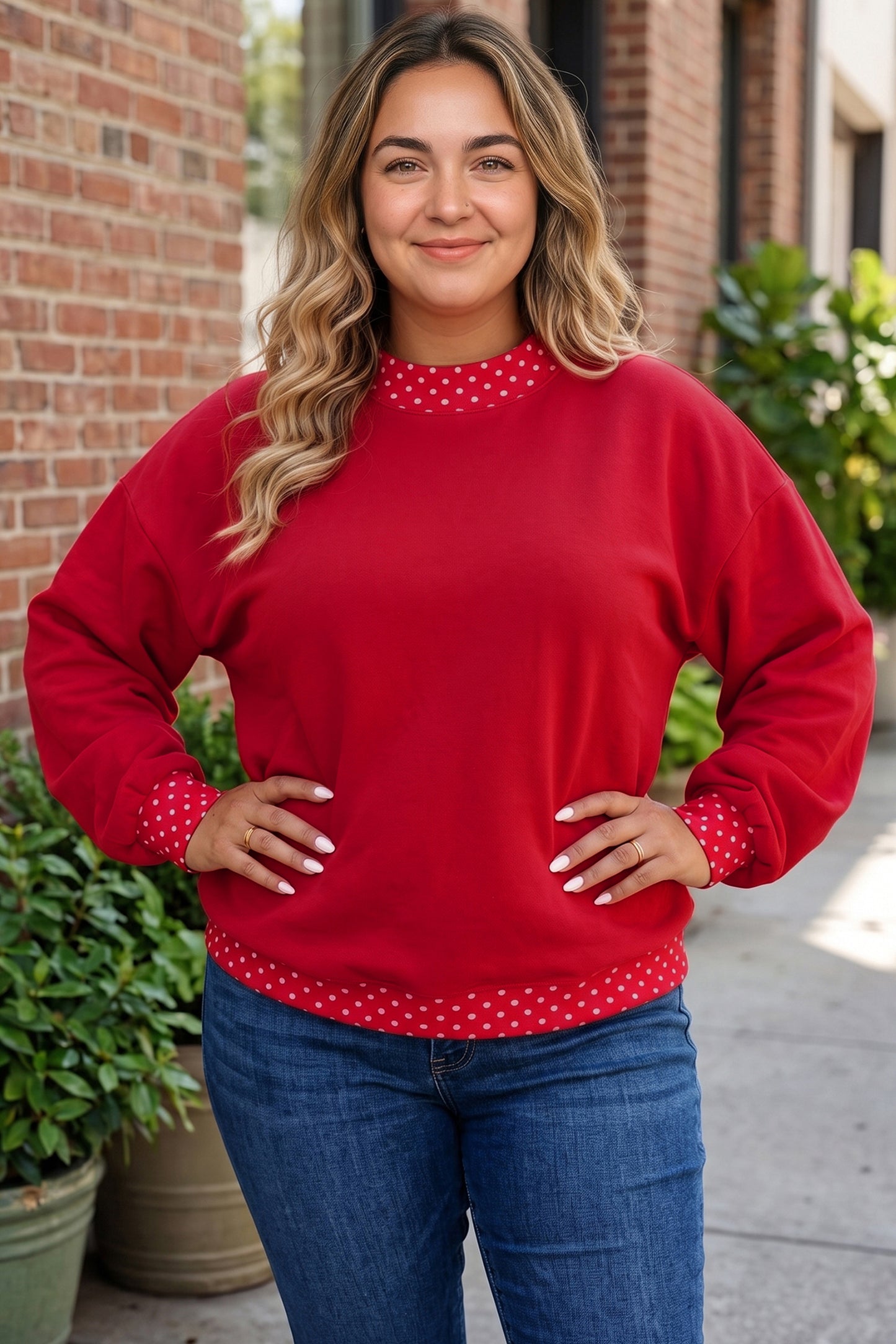 Polka Dot Accents Sweatshirt