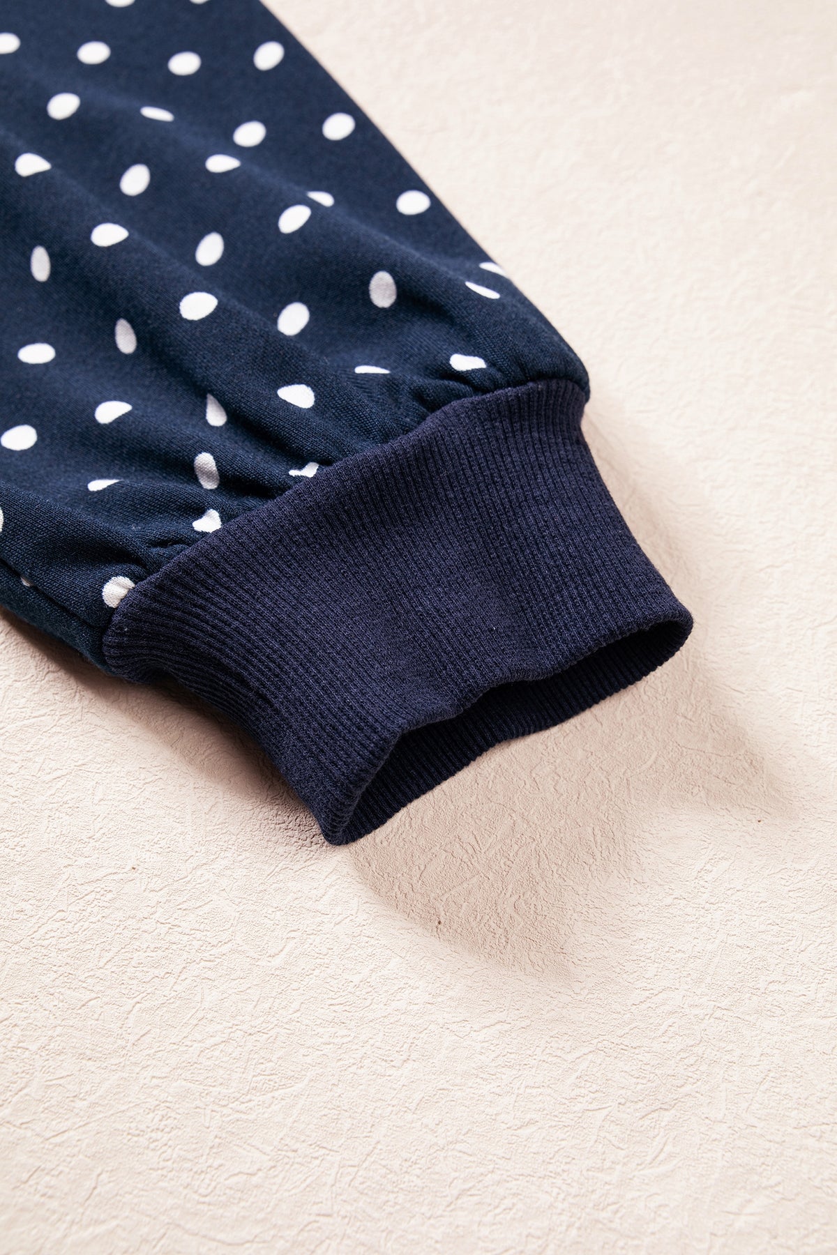 Polka Dot Drawstring Wide Leg Long Sleeve Top Pant Set