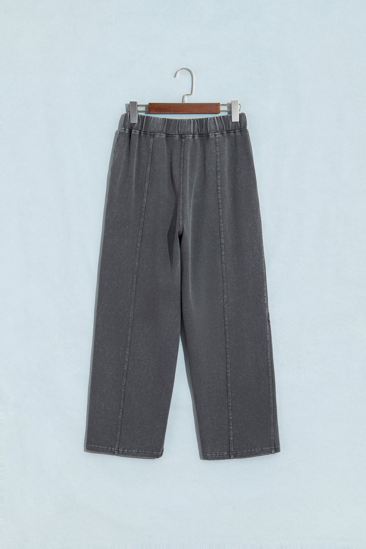 Mineral Wash Seam Detail Elastic Waist Barrel Pants