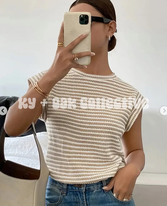 Neutral Stripe Textured Top - RTS