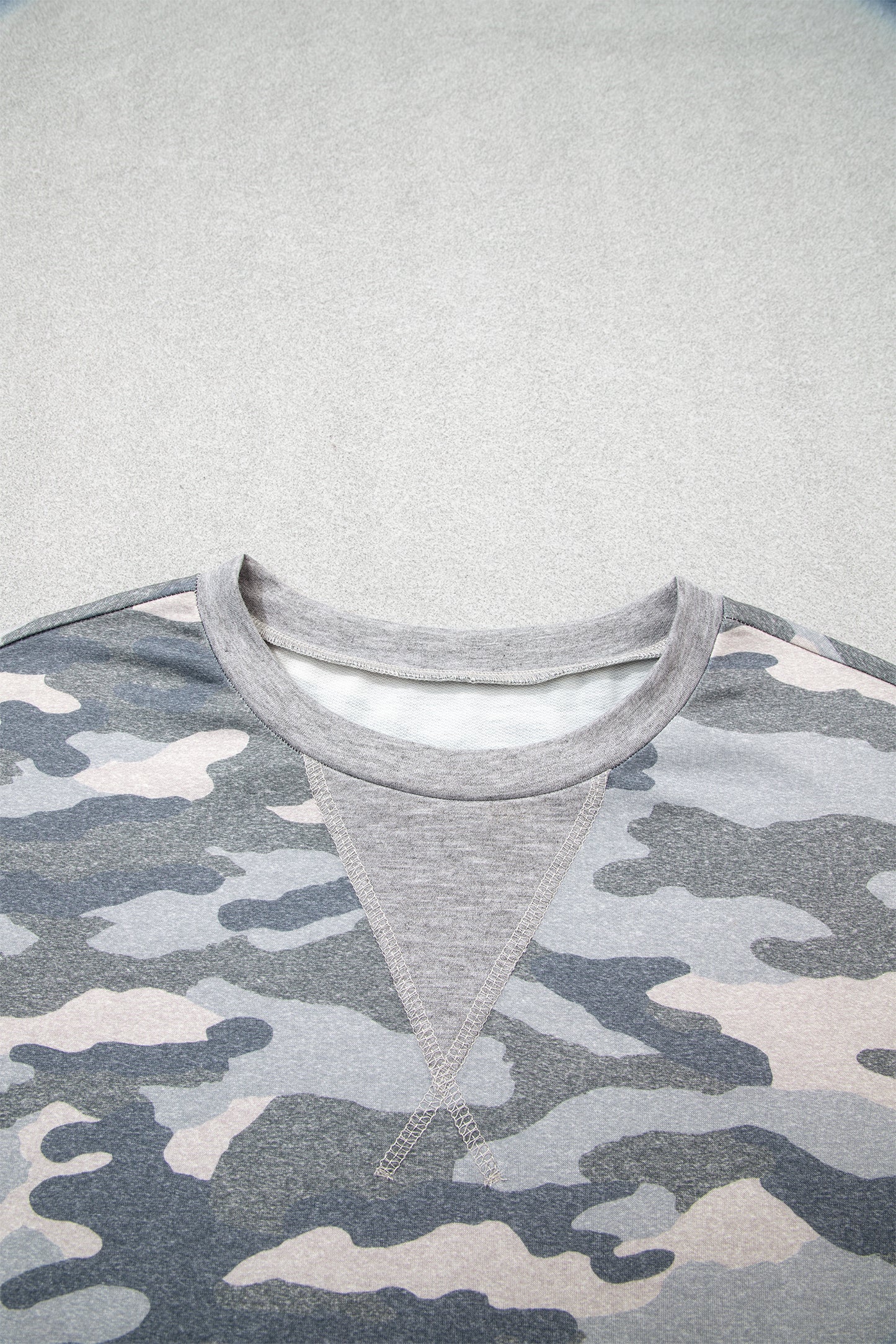 Multicolour Camouflage Long Sleeve Round Neck Shift Pullover Top