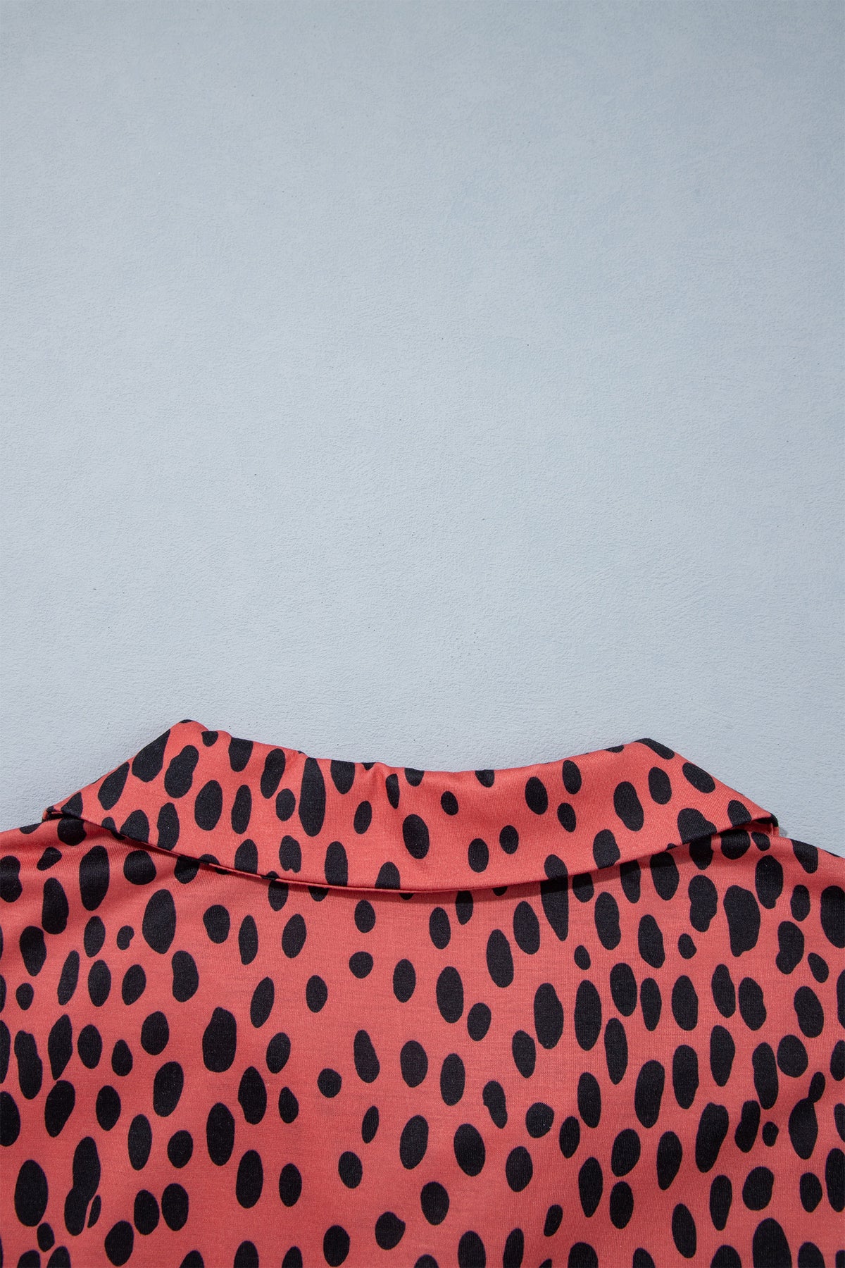 Red Leopard Print Long Sleeve V Neck Midi Dress