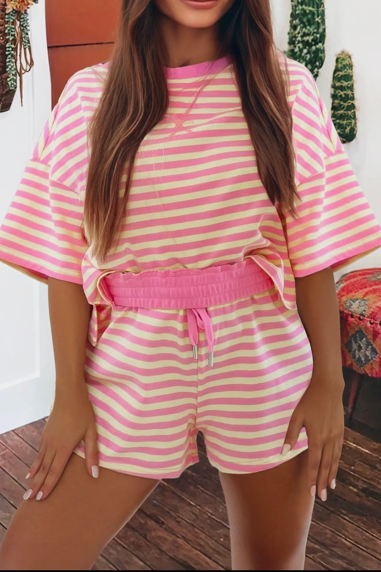 Pink + Yellow Striped Lounge Set