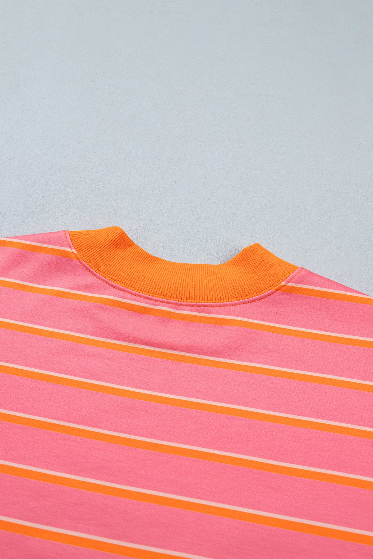 Striped Color Block Trim Long Sleeve Pullover Pocketed Shorts Set