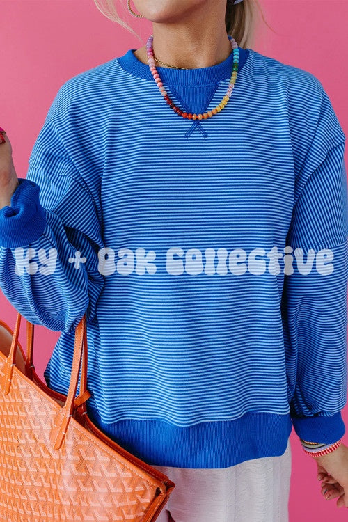 Blue Stripe Long Sleeve Top