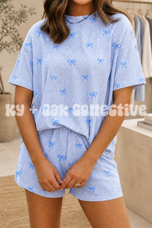 Urban Rib Blue Bow Lounge Set - RTS