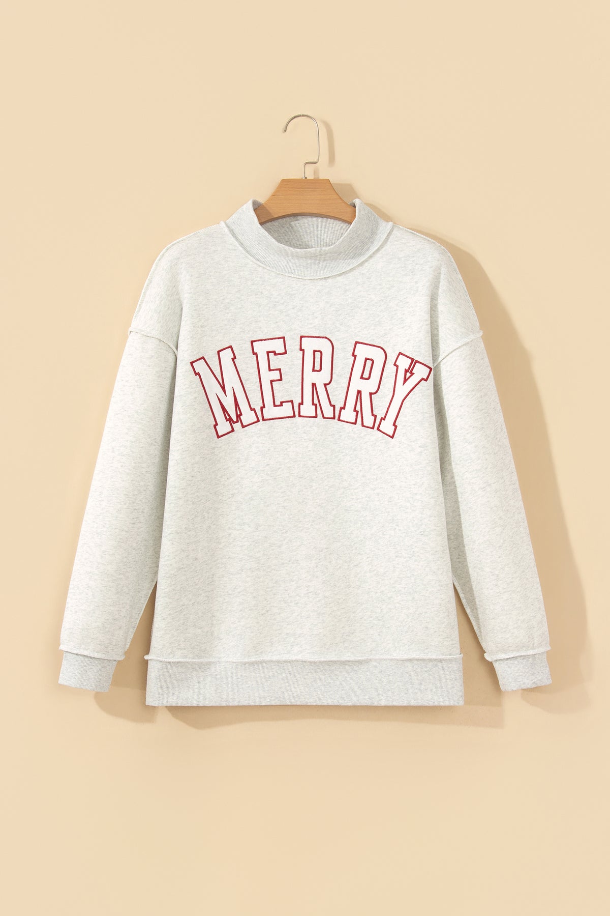 MERRY Embroidered Letter Pullover Sweatshirt