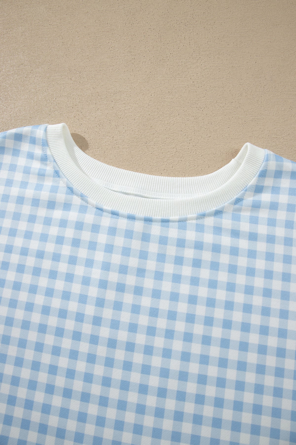 Gingham Loose Pullover Top Drawstring Shorts Plus Size Set
