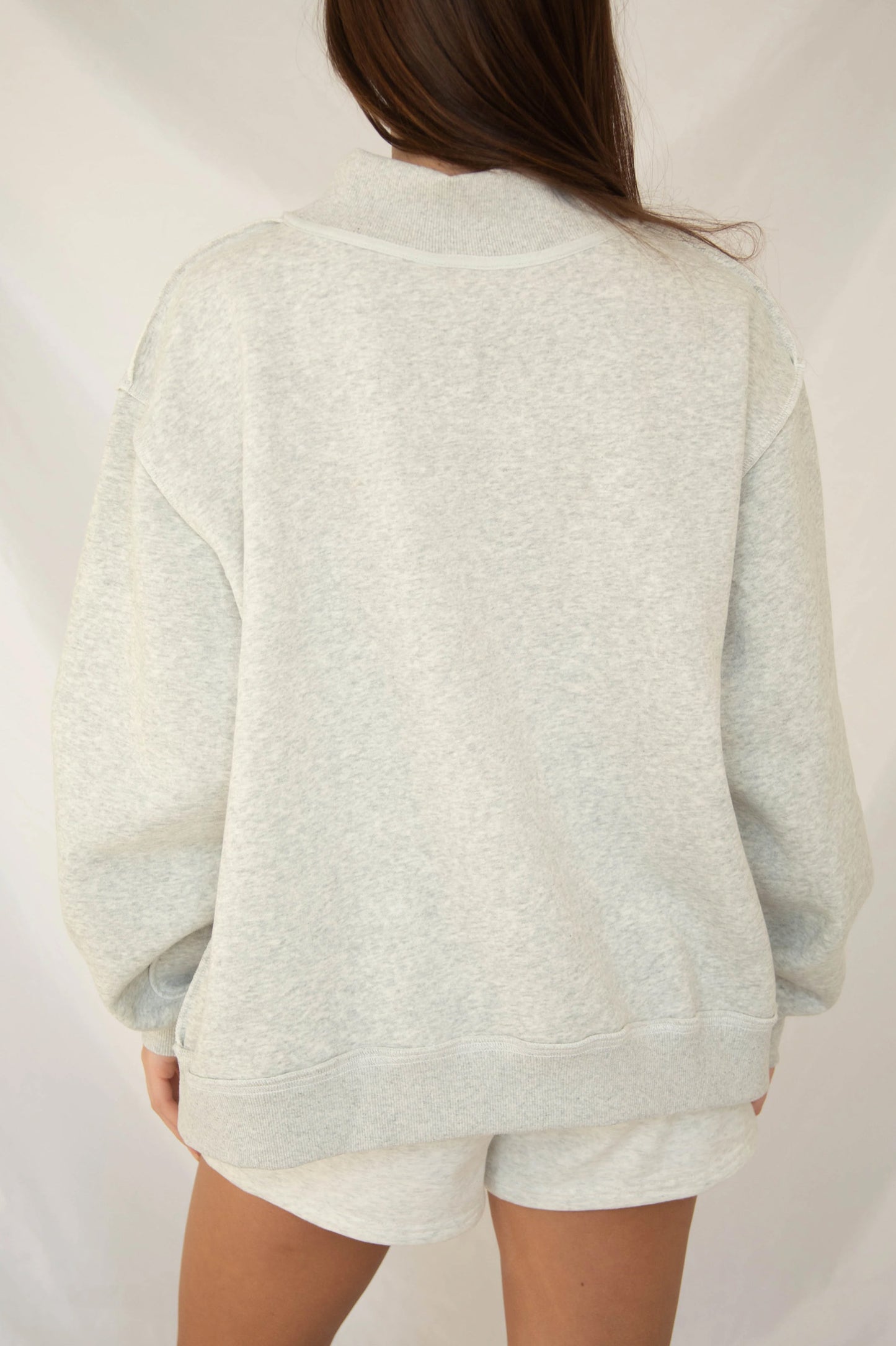 Gray High Neck Polka Dot Baggy Sweatshirt