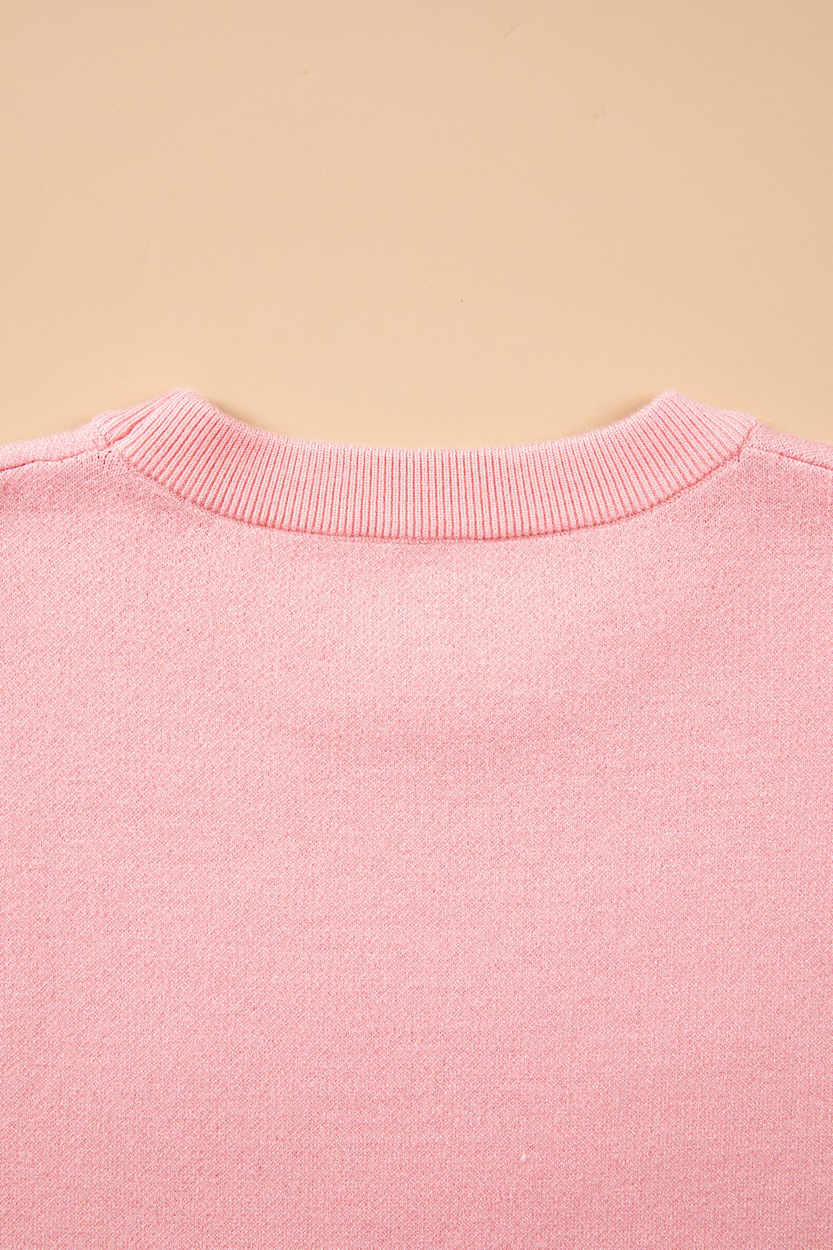 Pink Drop Shoulder Embroidery Sweater