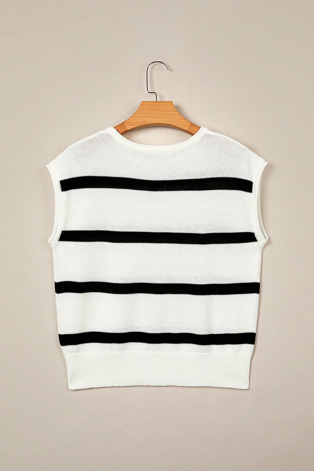 Striped Knit Short Sleeve Sweater