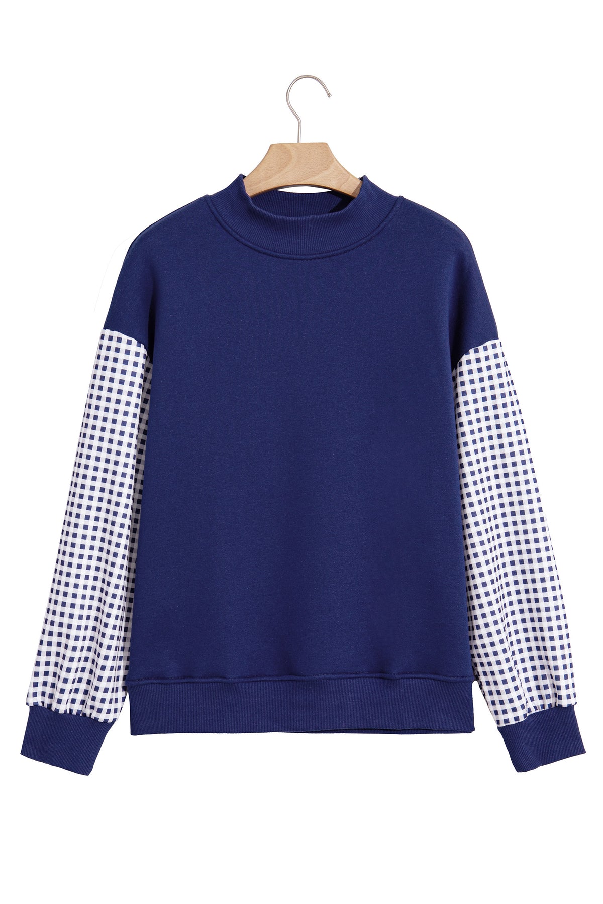 Plaid Sleeve Colorblock Loose Sweatshirt