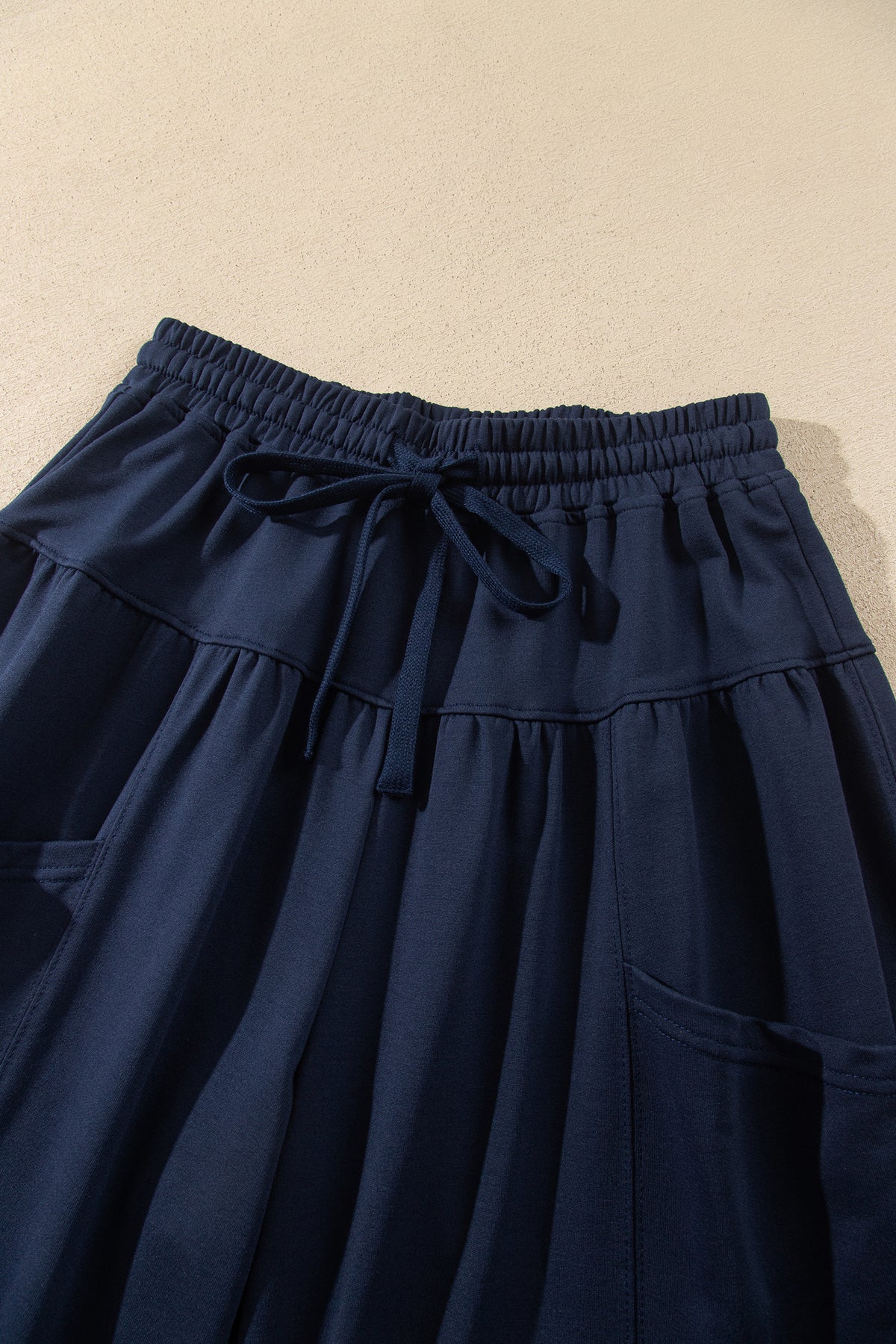 Elastic Waist Drawstring Wide Leg Full Length Pants