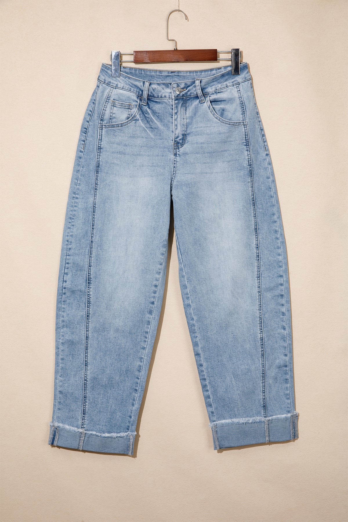 Raw Hem Loose Ankle-length Jeans