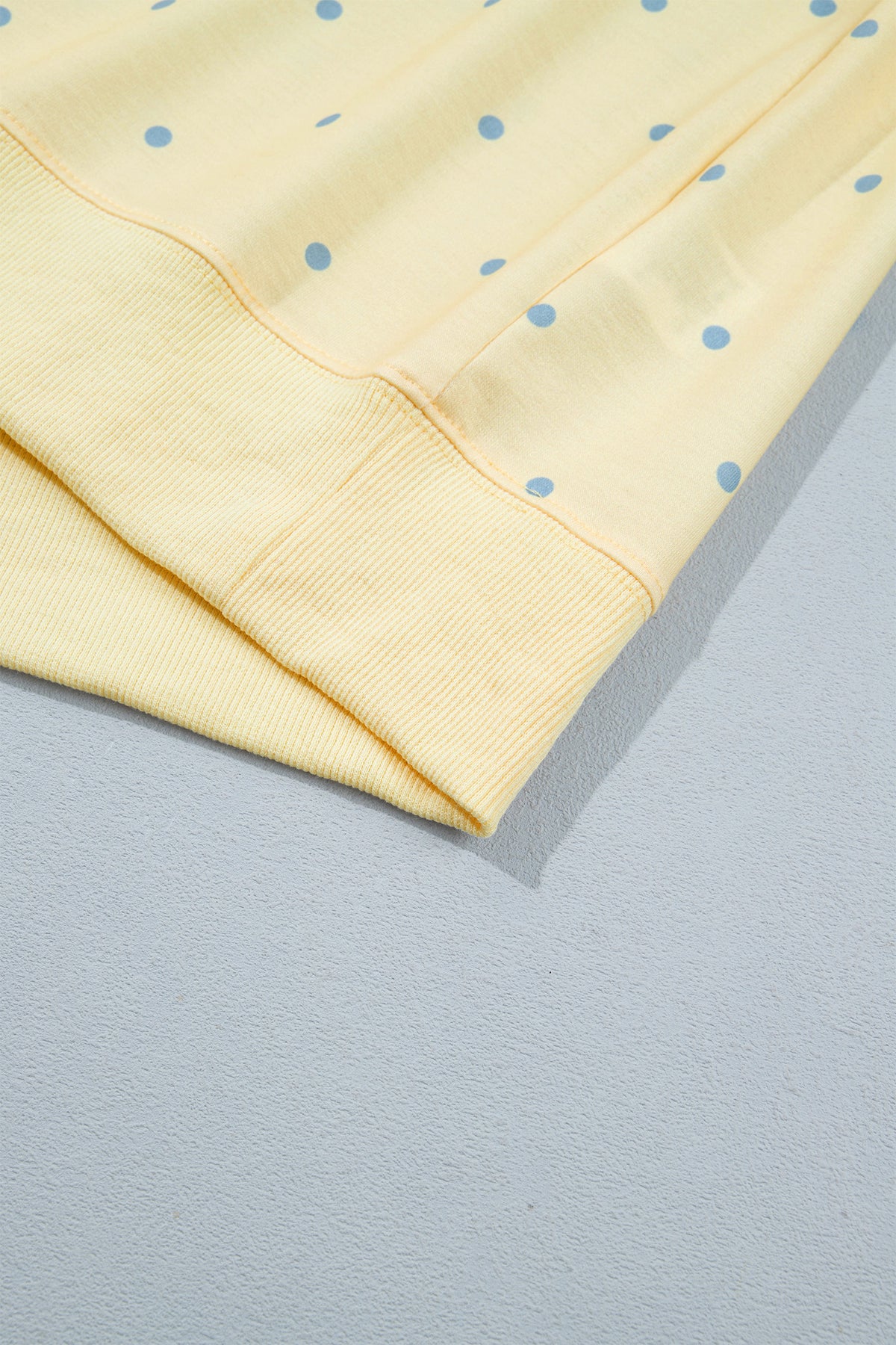 Yellow Polka Dot Print Piping Trim Relaxed Top