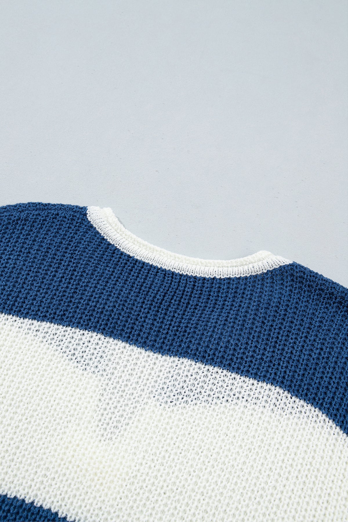 Stripe Striped Colorblock Knit V Neck Short Sleeve Loose Sweater
