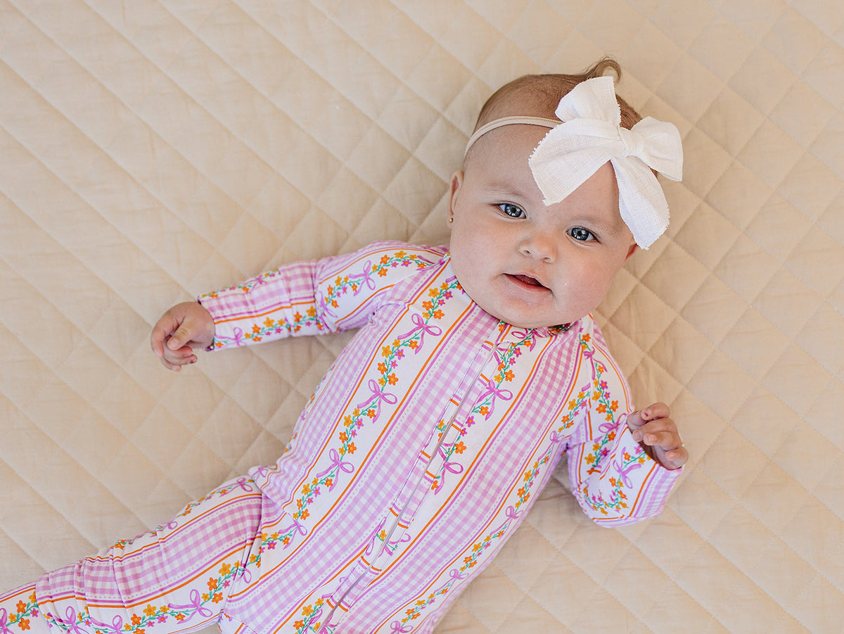 Bamboo Zip Romper | Gingham & Flowers