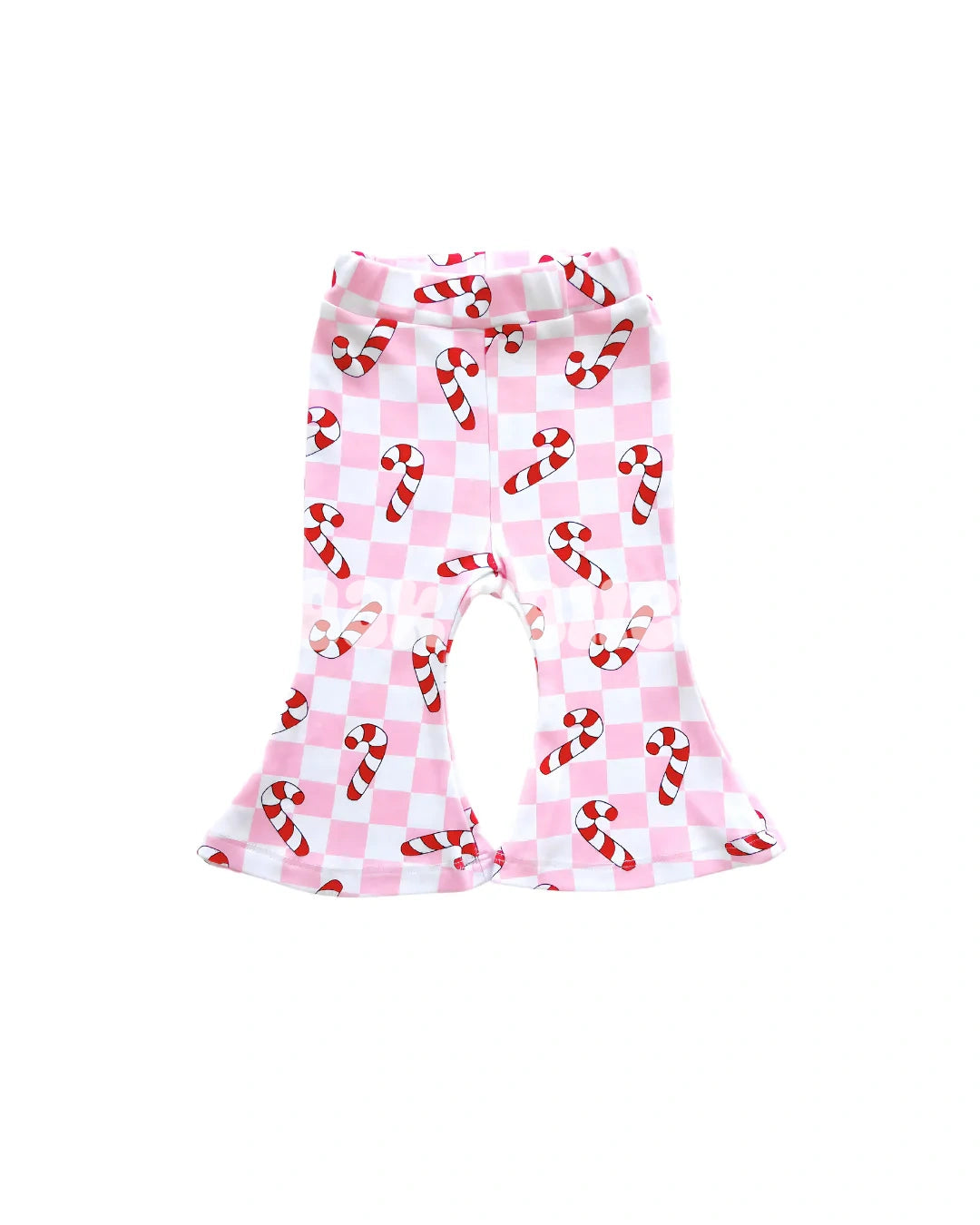 Checkered Candy Cane Flare Pants | Pink - RTS