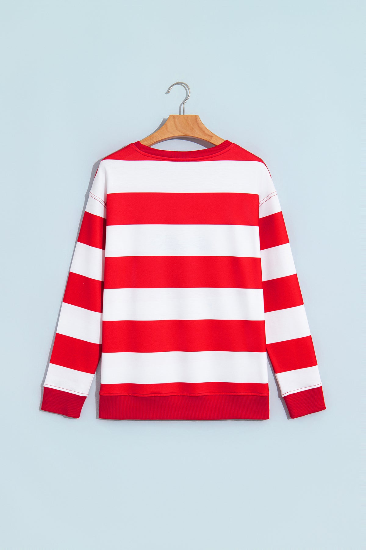 Striped Holly Jolly Embroidered Pullover Sweatshirt