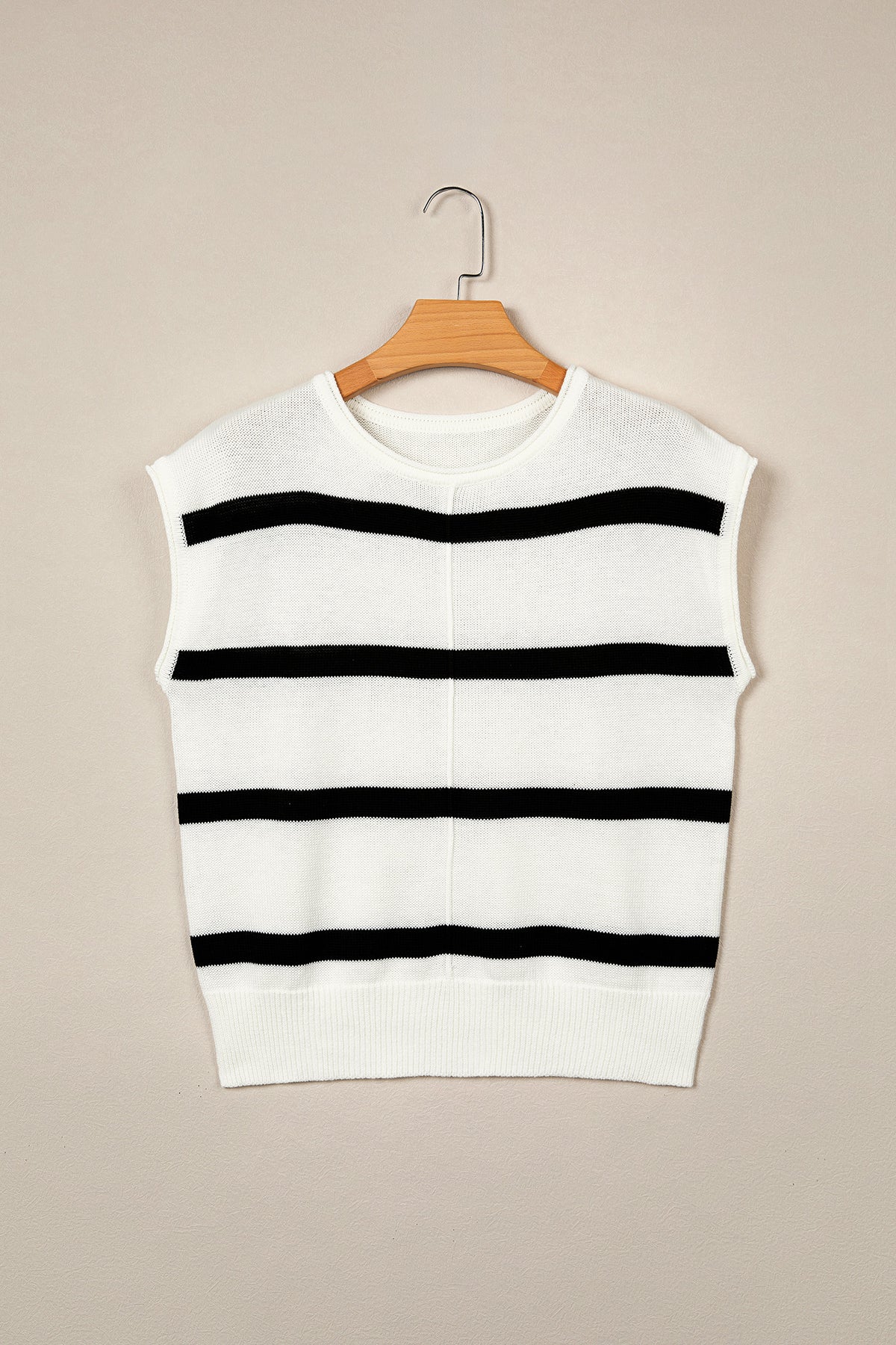 Striped Knit Short Sleeve Sweater