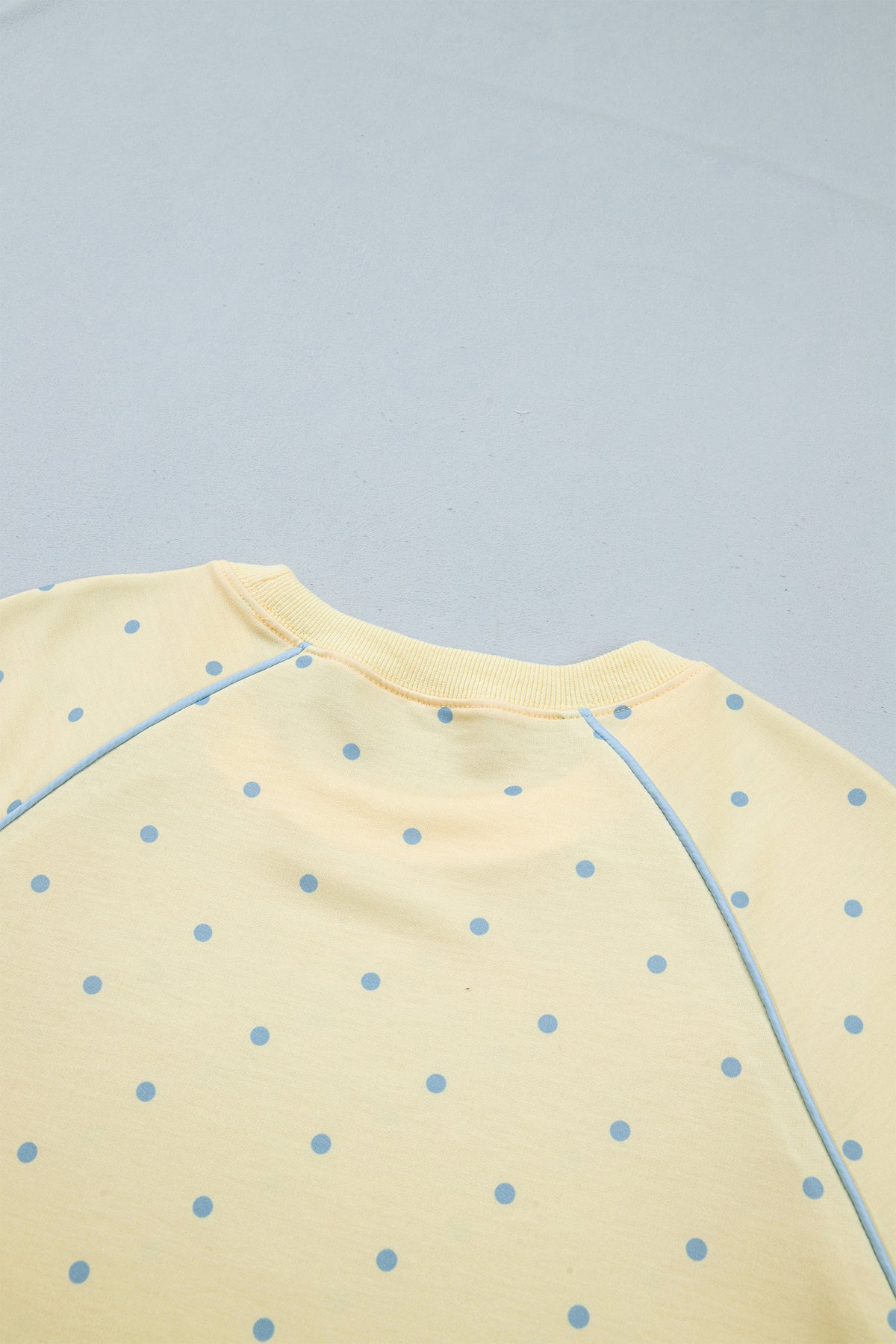 Yellow Polka Dot Print Piping Trim Relaxed Top