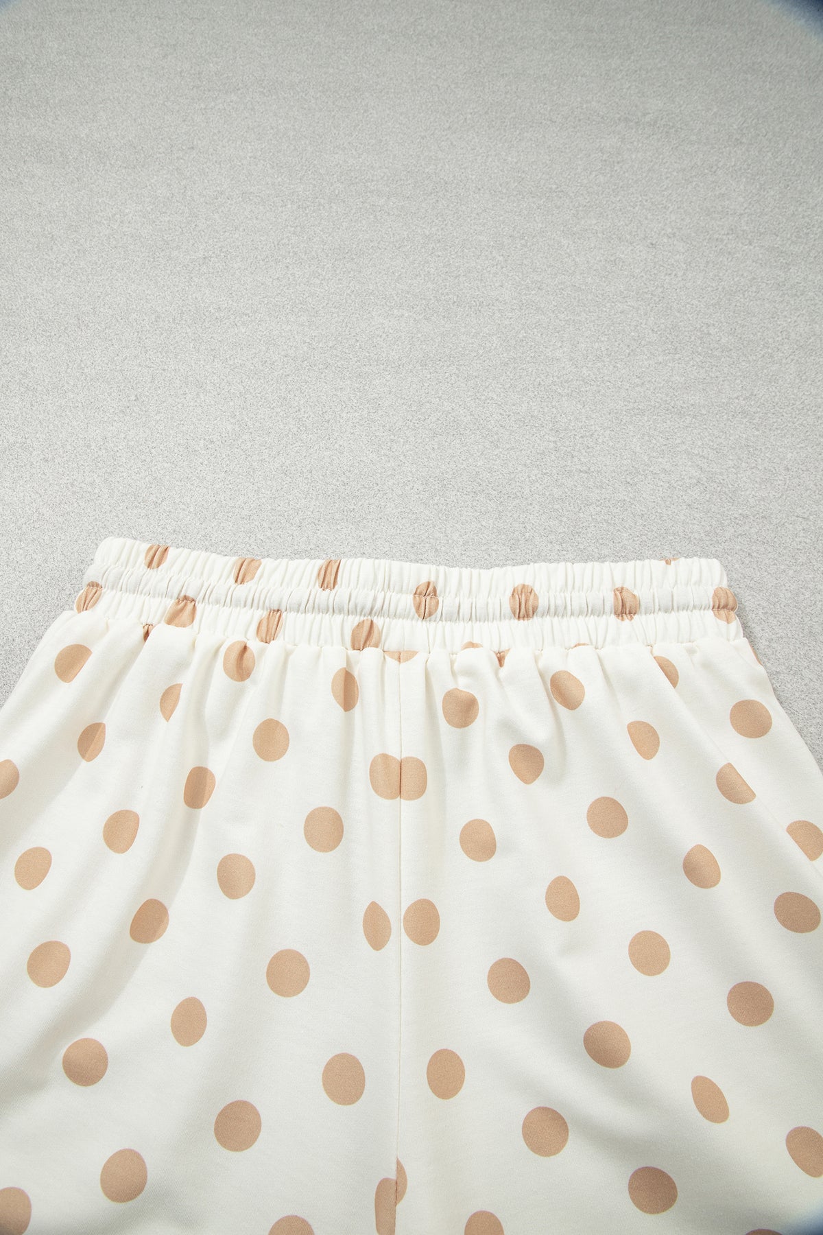 Polka Dot Drop Shoulder Polo Loose Pullover Patch Pocket Casual Shorts Set