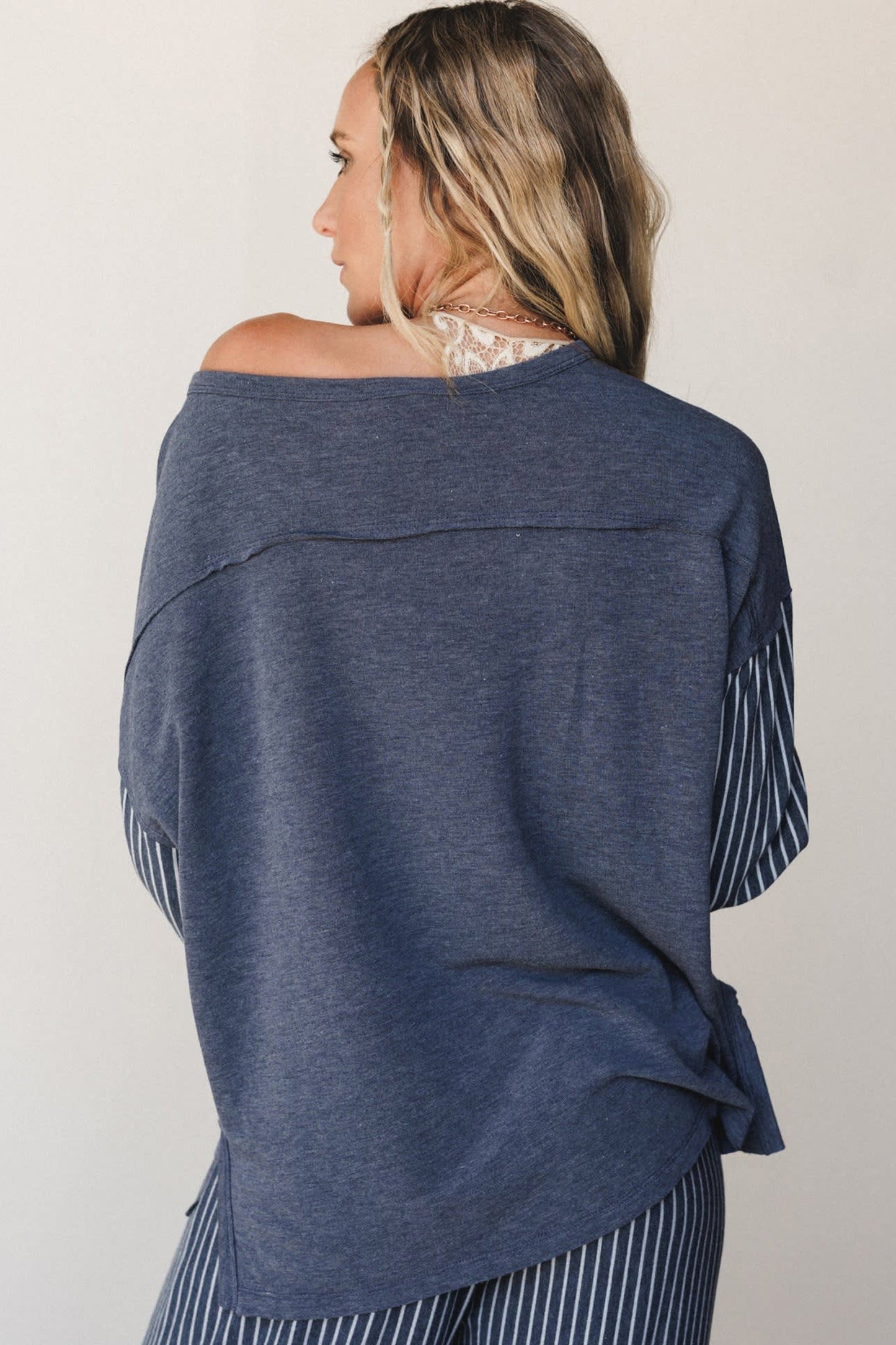 Raw Seam Patchwork Long Sleeve Top Pocket Casual Pants Set