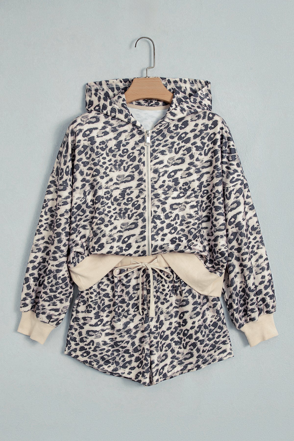 Leopard Zip-Up + Shorts Set