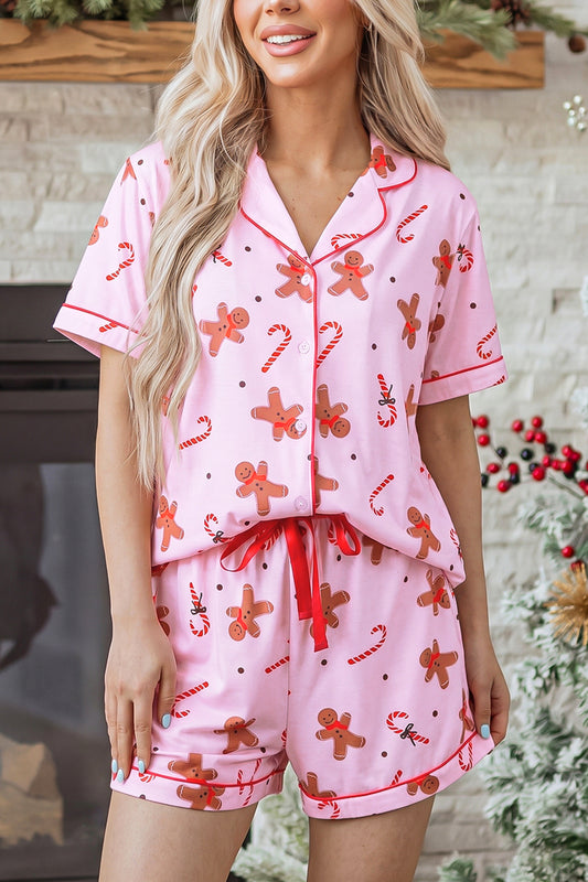 Pink Short Sleeve Lounge Set