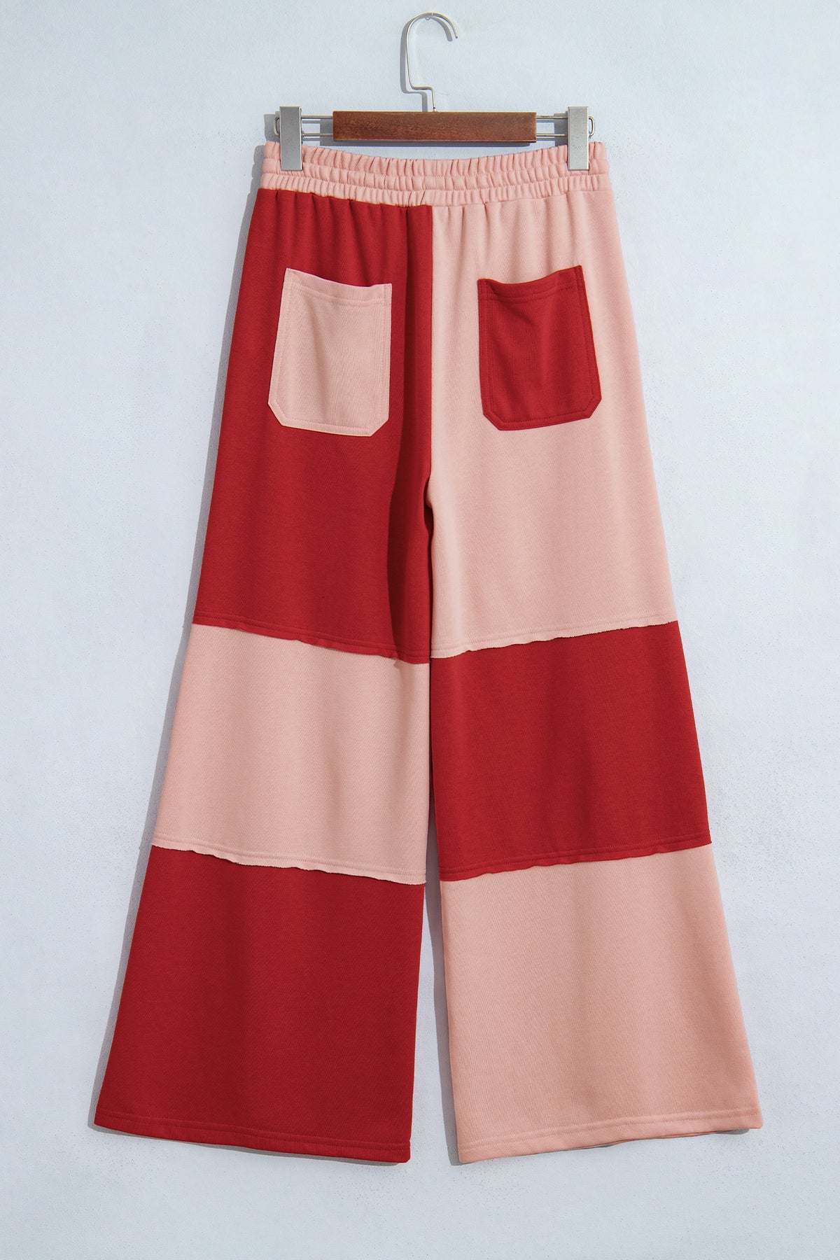 Raw Seam Colorblock Wide Leg Ankle Length Pants