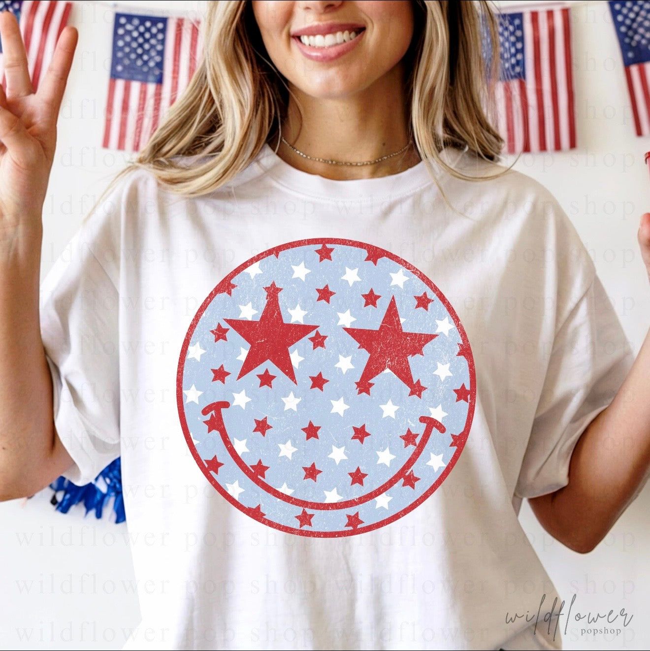 Patriotic Stars Smiley - Toddler/Youth