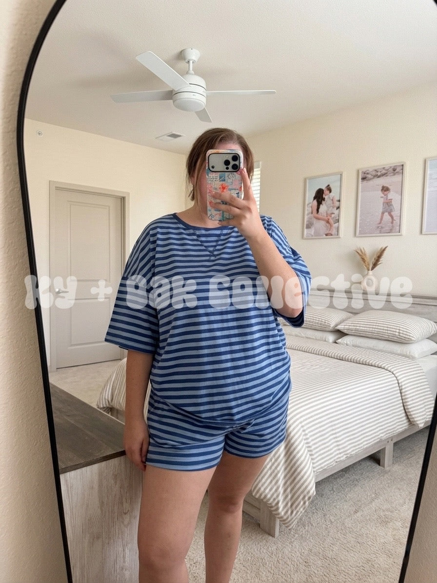 Blue Striped Lounge Set - RTS