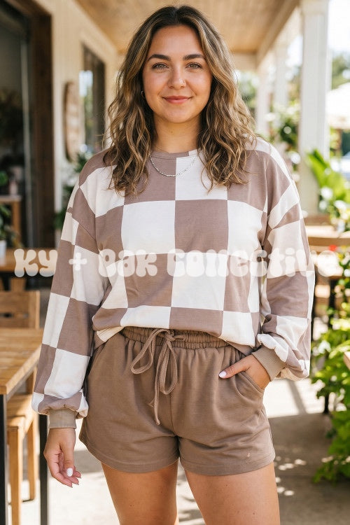 Checkered Long Sleeve Lounge Set