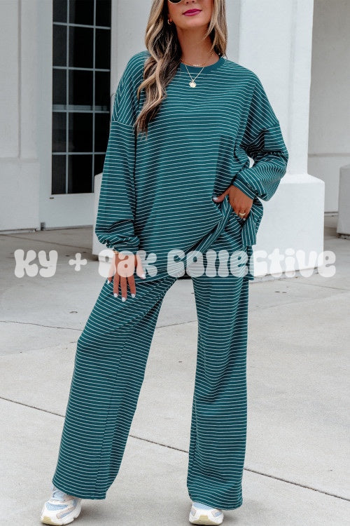 Striped Loose Fitting Long Sleeve + Pants Set