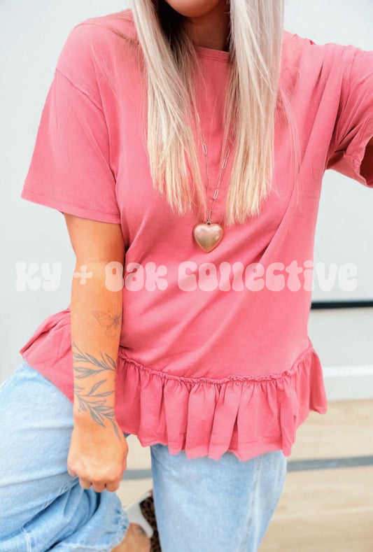 Pink Blossom Ruffle Tee