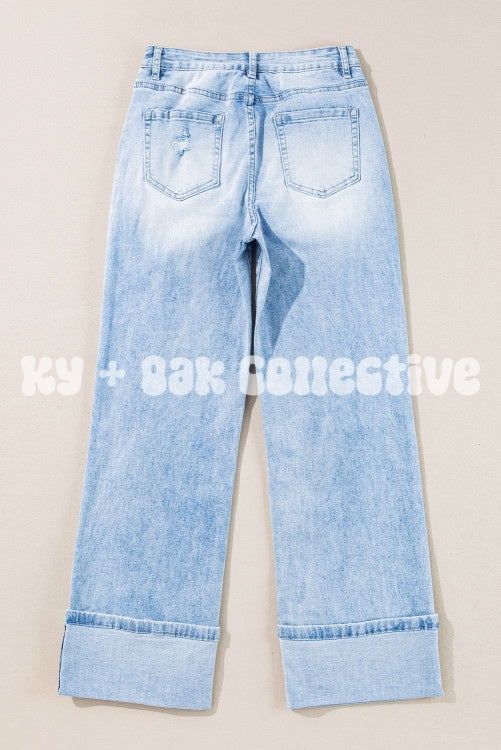 Beau Blue Light Wash Distressed Straight Jeans
