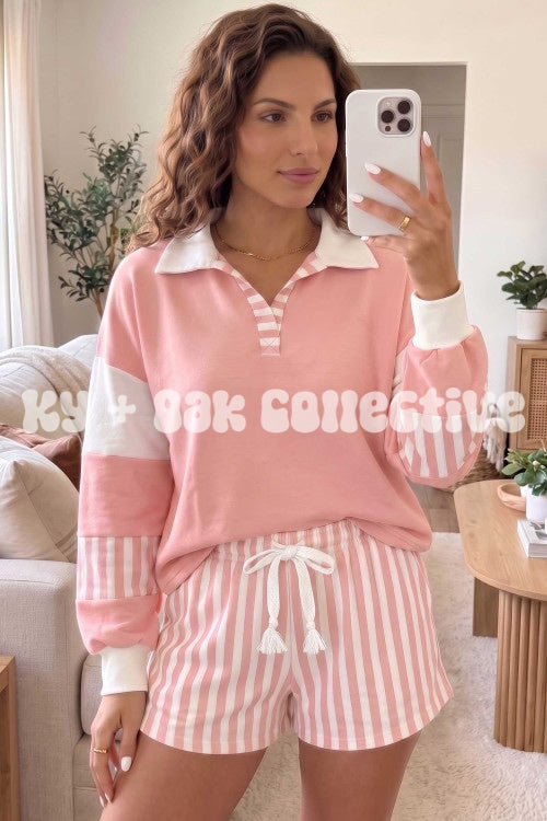 Stripe Long Sleeve Lounge Set - Multiple Colors