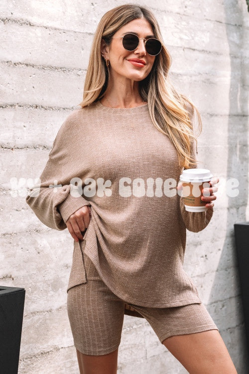 Ribbed Long Sleeve and Bikers Set