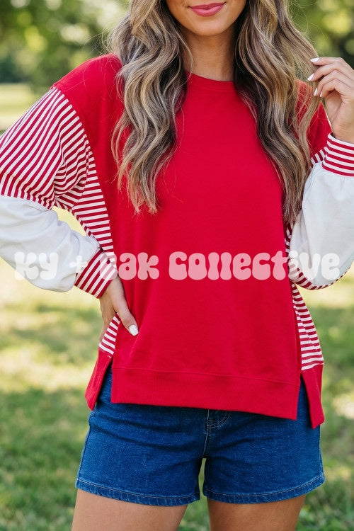 Red Striped Long Sleeve Top