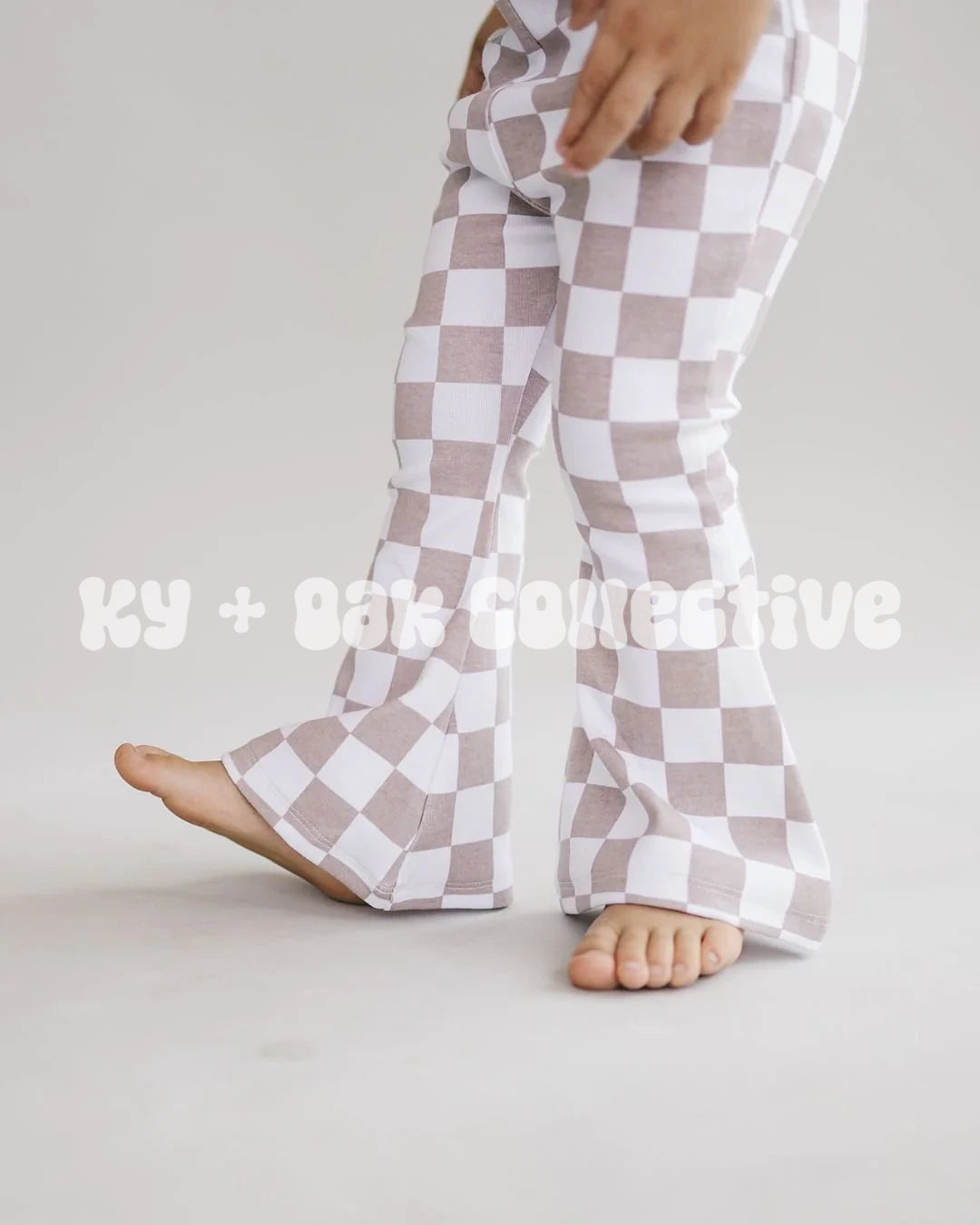Checkered Flare Pants | Latte - RTS