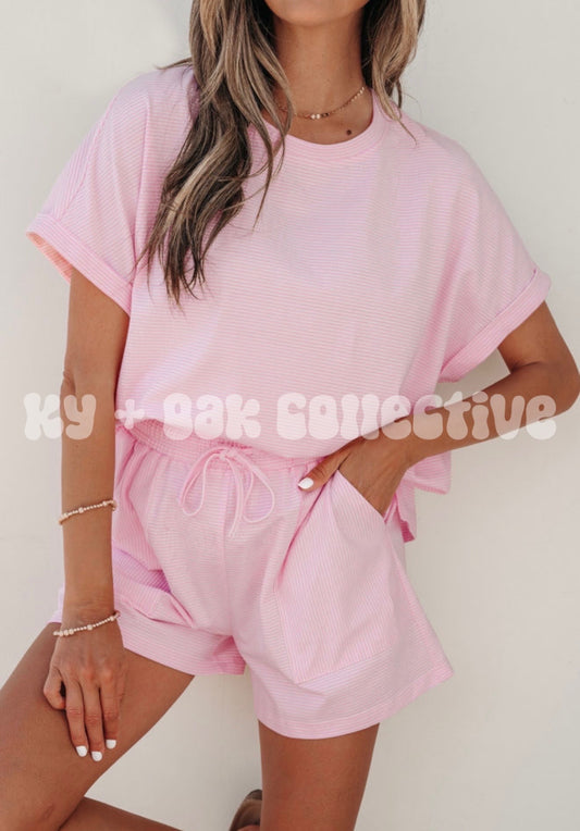 Pink Stripe Lounge Set