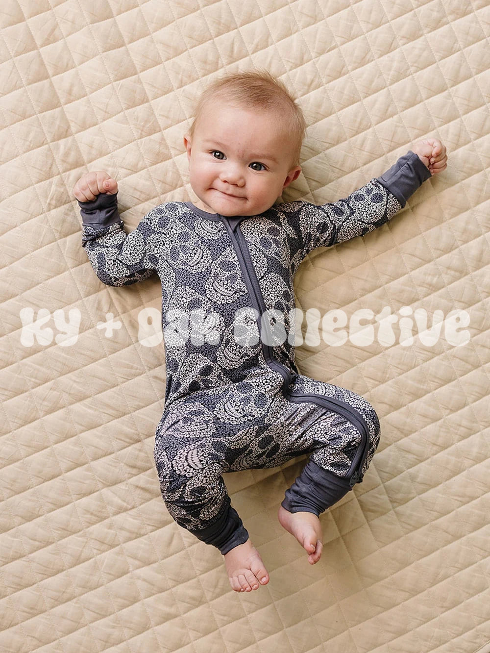 Bamboo Zip Romper | Leopard Skull
