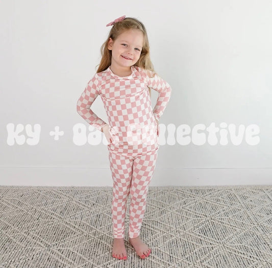 Bamboo 2 Piece Short Set | Tan Checks